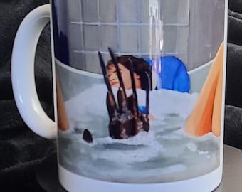 Terror in the Tub, Painting printed on mug, A Nightmare on elm street