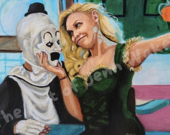 Psycho Selfie, Original Acrylic Painting, Art the Clown, Terrifier