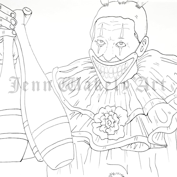 Twisty the Clown, American Horror Story, AHS, Freak Show, Coloring Page