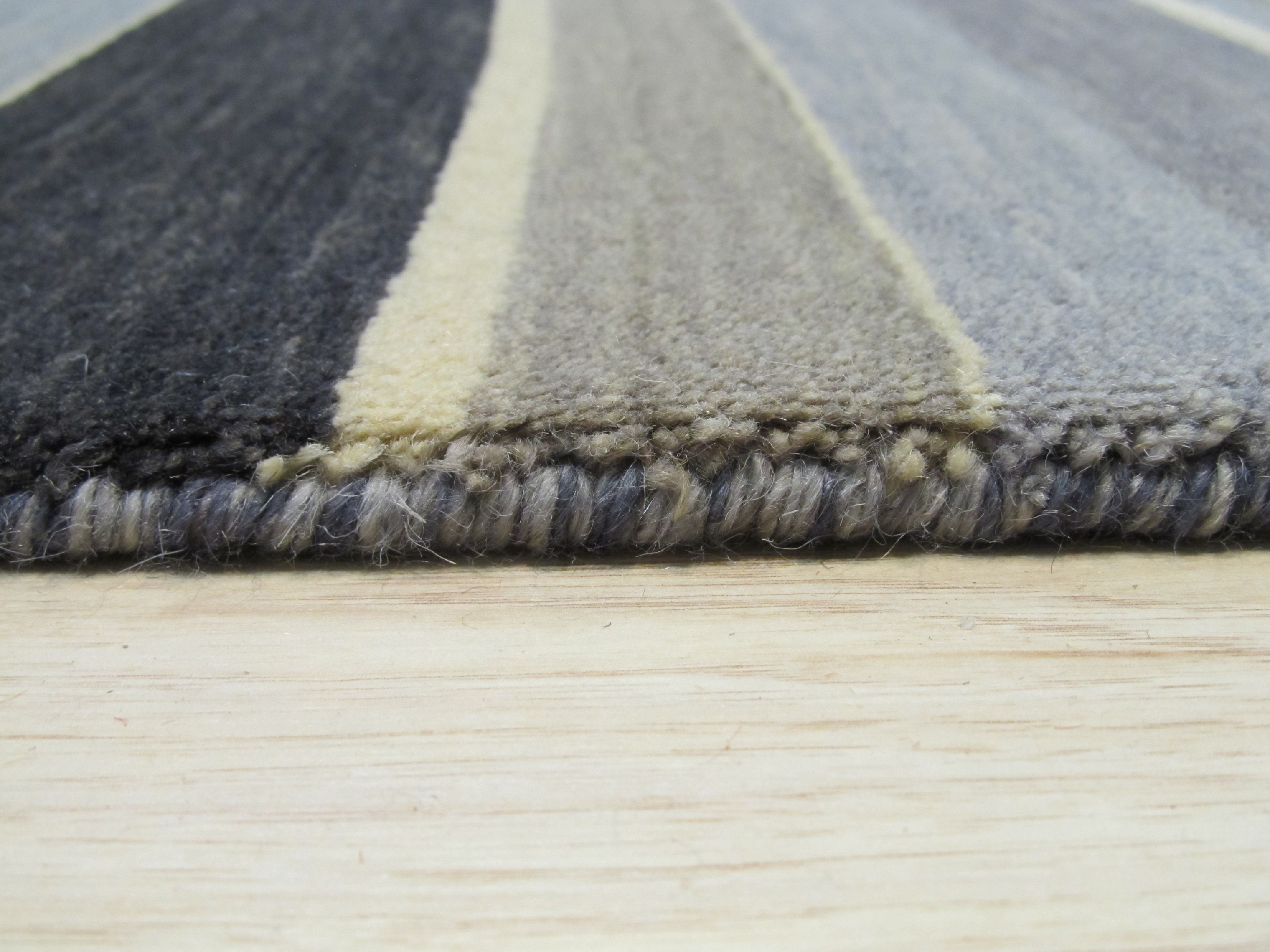 Gray/blue Striped Handmade Wool Rug 5' x 8' Etsy