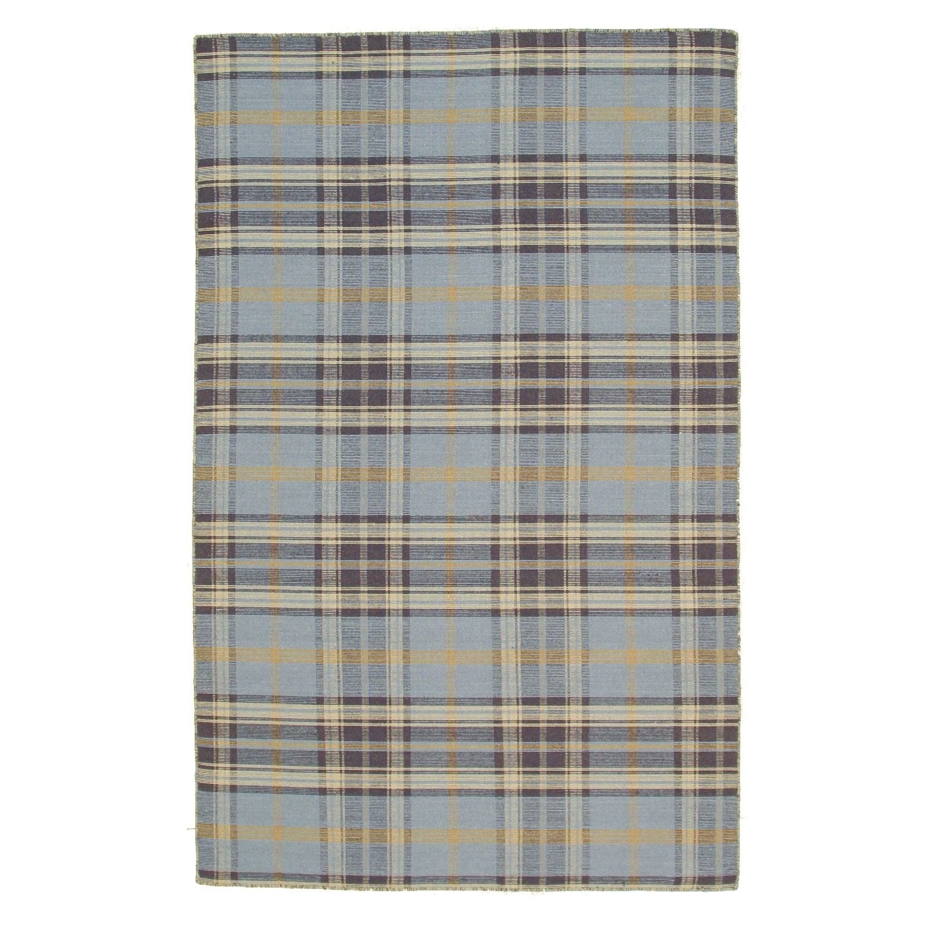 Blue/Navy Plaid Handtufted Wool Rug Etsy.de