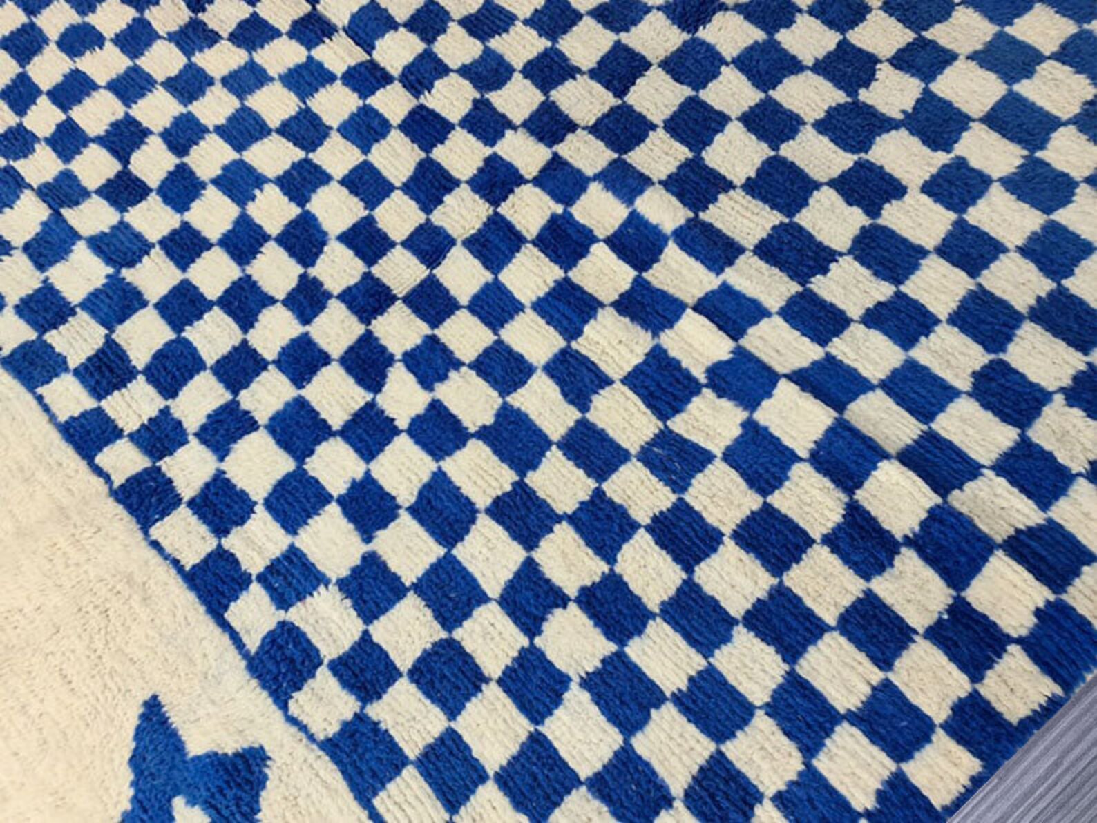 Checkered Blue And White Rug Handmade Beni Ourain Rug Etsy