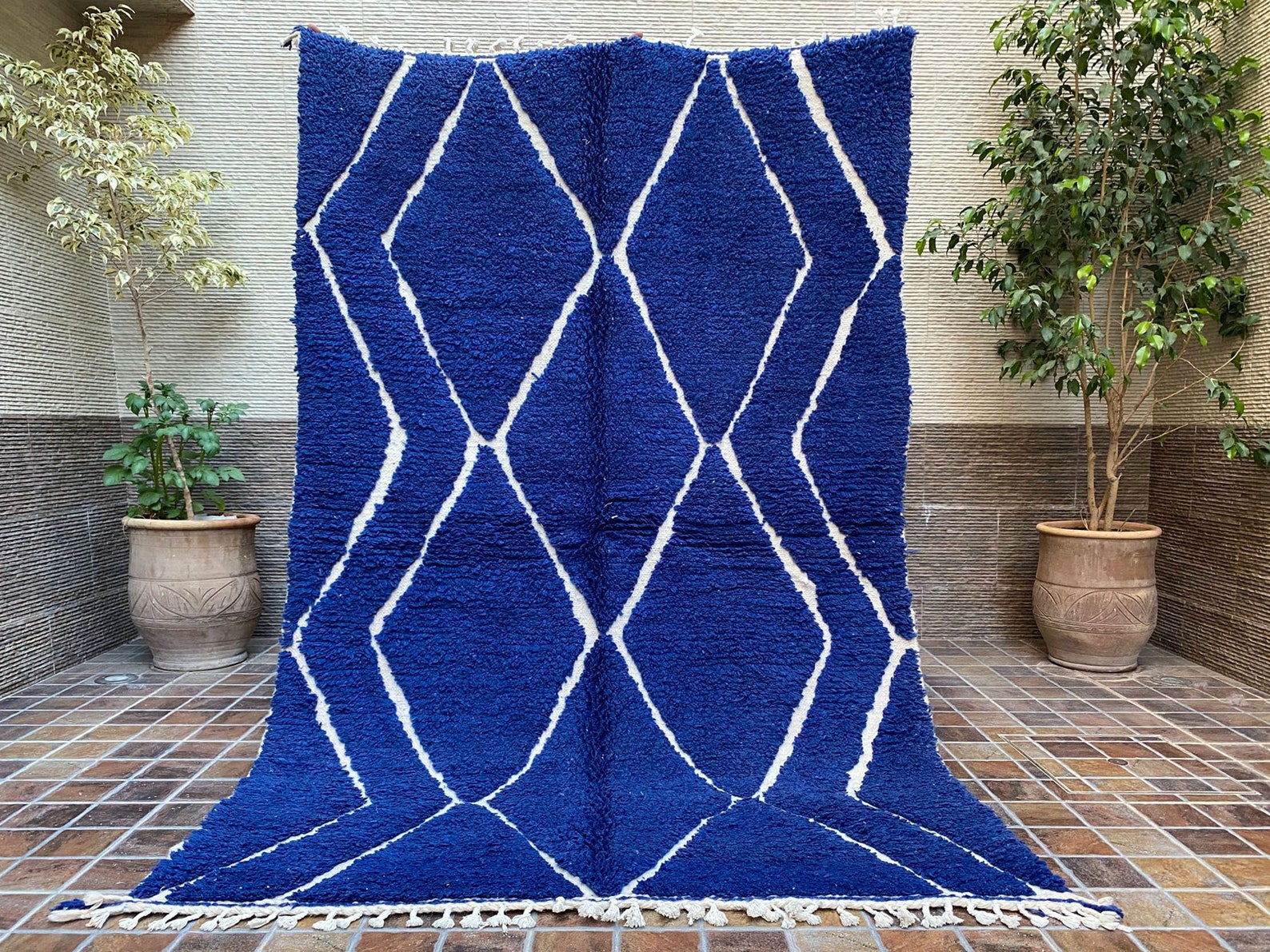 Blue Beni Ourain Rug Custom Rug Woolen Moroccan Carpet Etsy