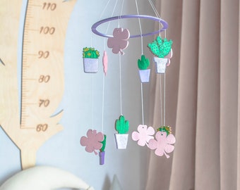 Baby mobile - Cactus mobile - Baby mobile cactus - Floral mobile - Jungle baby mobile - Jungle mobile - Safari mobile - Flower girl mobile