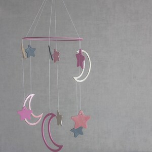 celestial Baby mobile girl Moon baby mobile Moon mobile for baby Pink crib mobile Baby mobile woodland Moon mobile for kids image 3