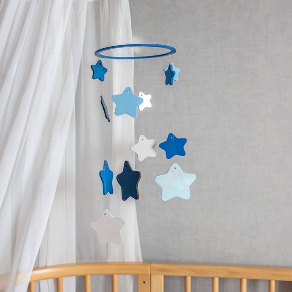 Baby mobile boy - Star Mobile - Star Mobiles - Star nursery-Blue mobile-Baby mobiles hanging -Nursery Mobile - Stars decor nursery