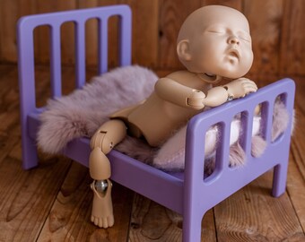 Cama de utilería para recién nacidos - Accesorio para fotos de recién nacidos - Cama para recién nacidos para fotografía - Accesorios para recién nacidos - Cama de madera - Accesorios de madera Cama de madera rústica Cama para muñecas