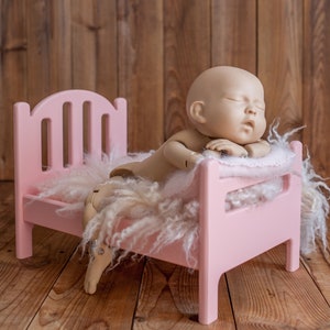 Aazon.co: Newborn Photography Props Brown Wooden Bed Baby Photoshoot