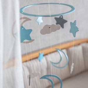 Baby mobile Moon mobile Stars baby mobile Cloud mobile Woodland mobile Nursery mobile Baby mobile stars Moon cloud mobile image 5