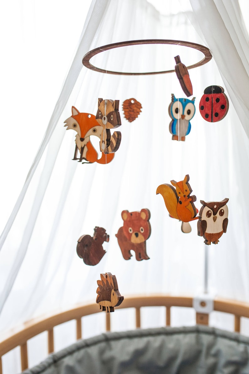 Forest Mobile Baby Mobile Forest Animals Fox Baby Mobile Etsy