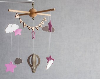 Baby mobile - Wooden mobile - mobile bébé - Crib mobile - Baby mobile ideas - baby mobile with name - Baby mobile stars - nursery mobile