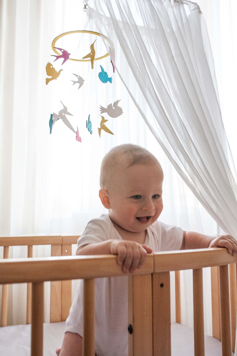Baby Mobile Birds Multicolored Mobile Multicolored Birds Etsy