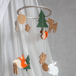 Forest mobile Baby mobile woodland Forest theme nursery Squirrel baby mobile Deer mobile Woodland baby mobile Nature mobile image 1