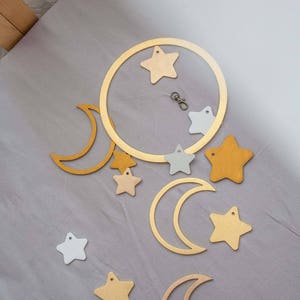 Baby mobile Moon Expecting mom gift Wooden mobile celestial Baby mobile star Crib mobile Baby mobile ideas Moon baby mobile image 5