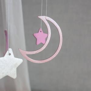 celestial Baby mobile girl Moon baby mobile Moon mobile for baby Pink crib mobile Baby mobile woodland Moon mobile for kids image 4