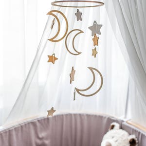 Baby mobile Moon Expecting mom gift Wooden mobile celestial Baby mobile star Crib mobile Baby mobile ideas Moon baby mobile image 2