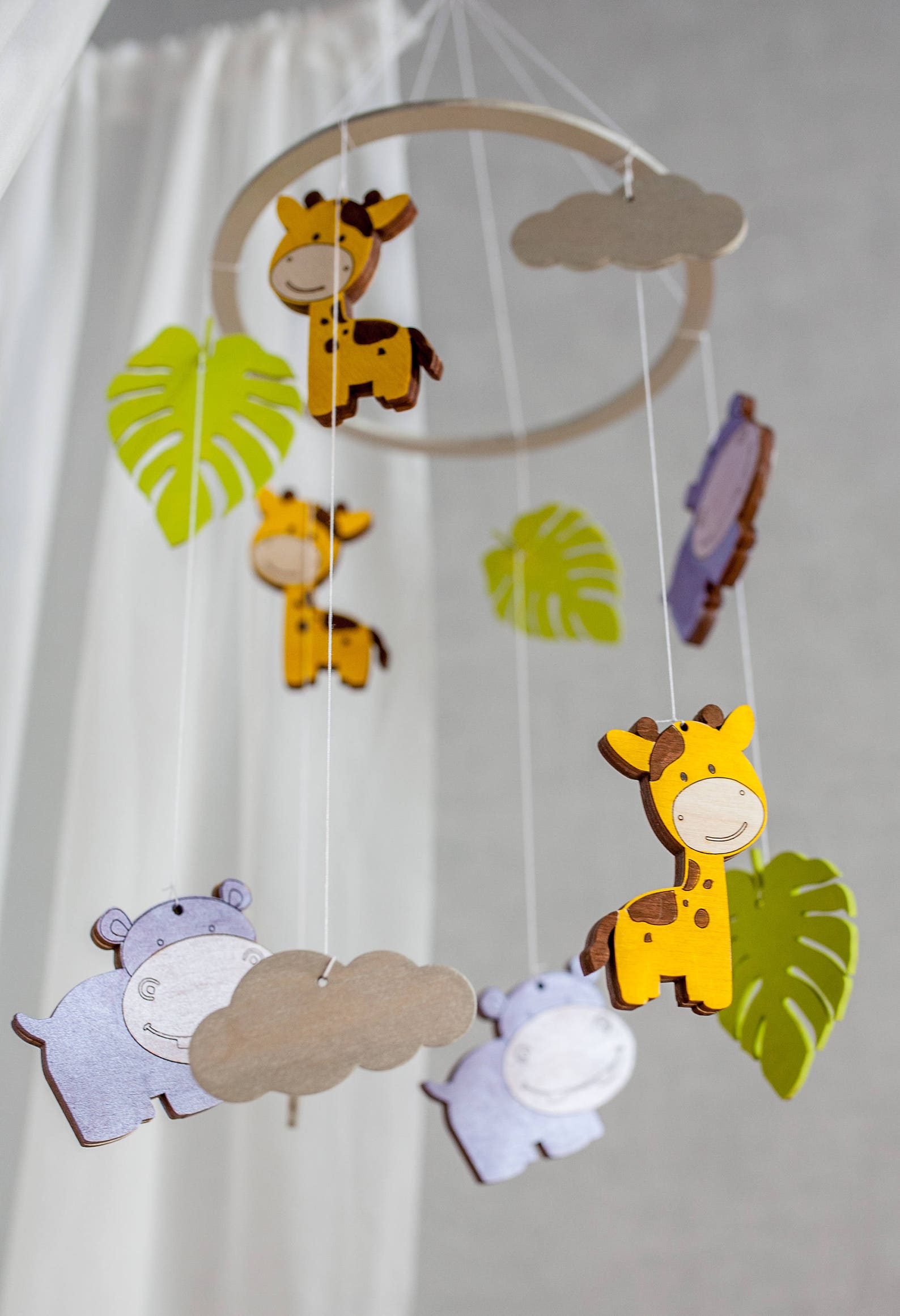 Hippo nursery mobile Giraffe mobile Jungle baby mobile Etsy