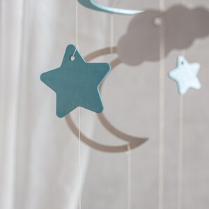 Baby mobile Moon mobile Stars baby mobile Cloud mobile Woodland mobile Nursery mobile Baby mobile stars Moon cloud mobile image 4