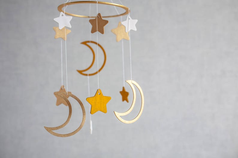 Baby mobile Moon Expecting mom gift Wooden mobile celestial Baby mobile star Crib mobile Baby mobile ideas Moon baby mobile image 4