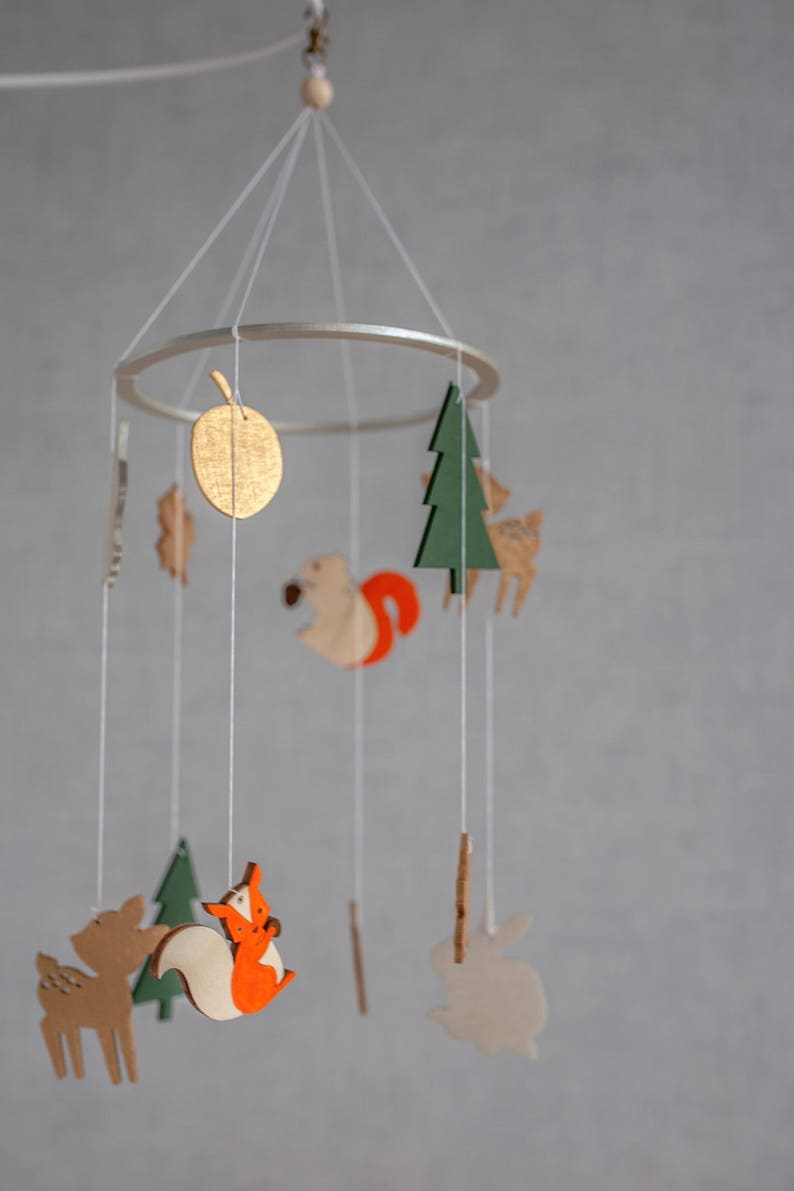 Forest mobile Baby mobile woodland Forest theme nursery Squirrel baby mobile Deer mobile Woodland baby mobile Nature mobile image 2