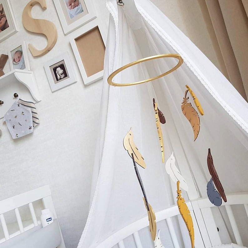 Feather Baby Mobile Baby Mobile Feathers Nursery Decor Etsy