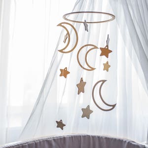 Baby mobile Moon Expecting mom gift Wooden mobile celestial Baby mobile star Crib mobile Baby mobile ideas Moon baby mobile image 1