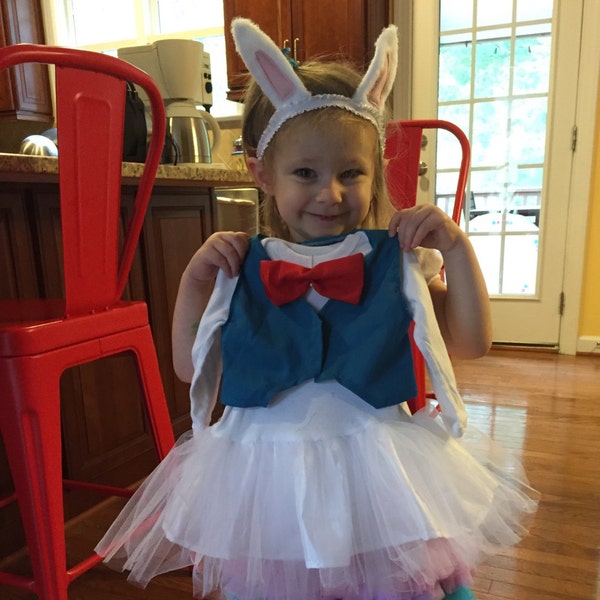 White Rabbit from Alice in Wonderland Tulle Costume for Baby, Infant, Toddler, or Kids