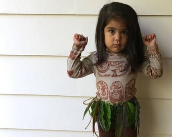 Maui costume shirt with leaf skirt for Infant, Toddler, Boy, Men Sizes