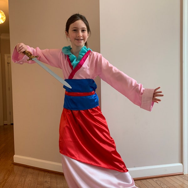 Custom Mulan Pink Red Halloween Costume, Dress, Gown for Girls, Toddler, Infant, or Adult Woman/Women