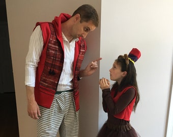 Disfraz de Aladdin de acción real para Halloween o fiesta de cumpleaños, pantalones y chaqueta para bebés, niños pequeños, niños y adultos.