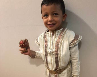 Disfraz de Príncipe Ali Aladdin de acción real para Halloween o fiesta de cumpleaños, pantalones y chaqueta para bebés, niños pequeños, niños y adultos.