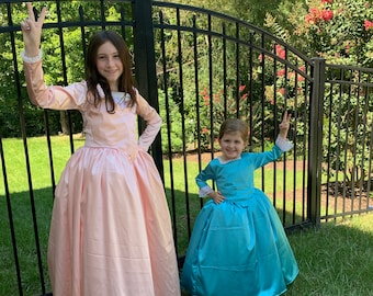 Hamilton Schuyler Sisters Angelica Eliza Peggy Halloween Costume Colonial Ball Gown for Infant, Toddler, Girls, or Adult Women