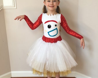 Custom Toy Story 4 Forky Costume and Tulle Tutu for Infant, Baby, Toddler, Girls, Teen, Women