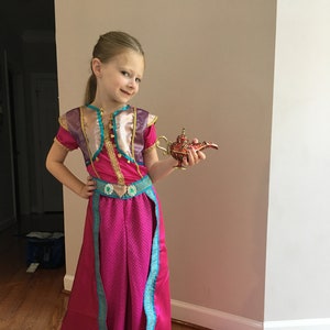 Live Action Jasmine Purple Gown Halloween Costume or Birthday Party Dress for infant, toddler, girls, adult woman/women