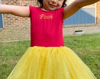 Winnie the Pooh Costume Dance Costume or Birthday Dress Tutu from Winnie the Pooh Infant Toddler Girls or Adult Women