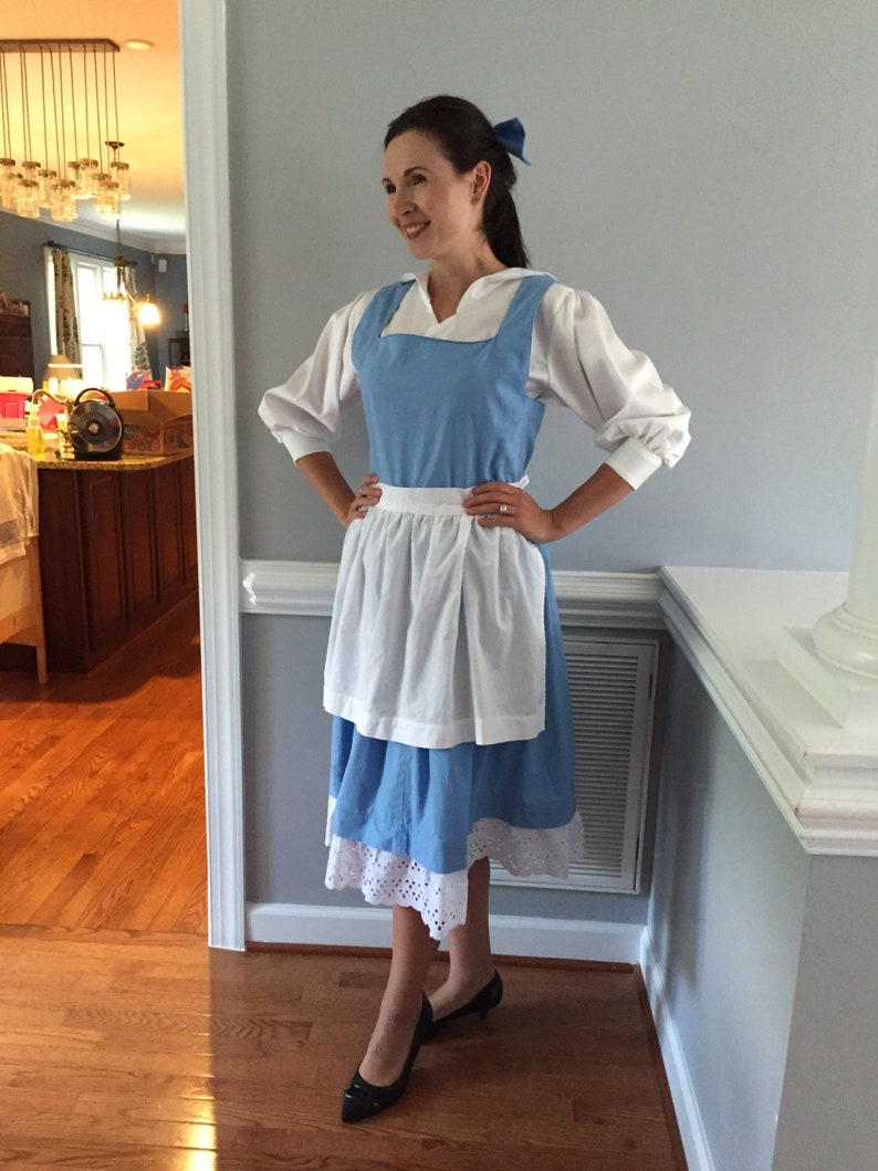 Adult Blue Peasant Dress Costume Cosplay Belle Beauty and the Beast Womens Female