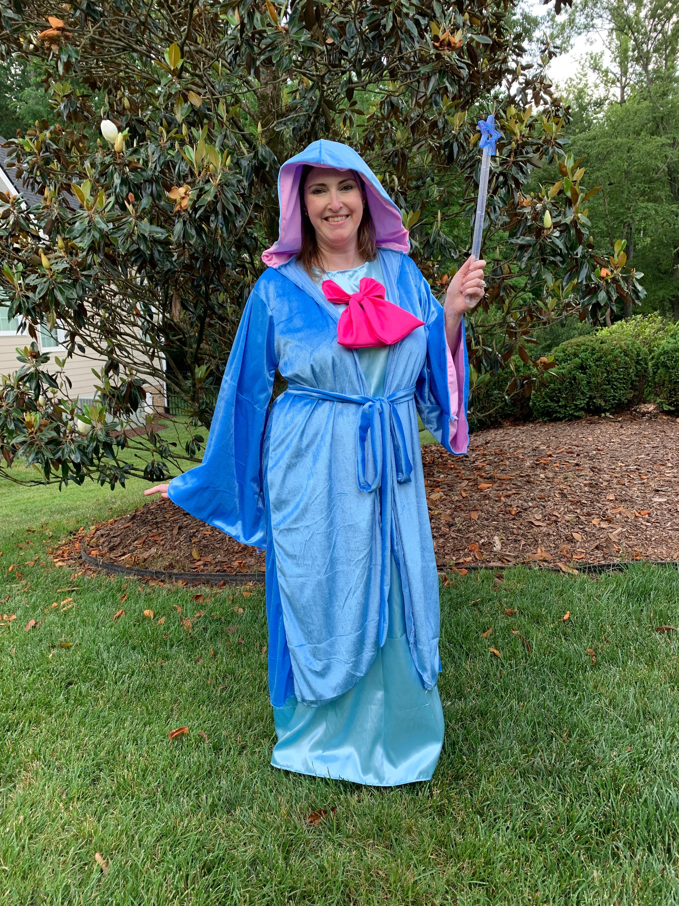 Costume Da Fata Madrina Blu Per Donna – Abito Senza Maniche Con Mantello E Cappuccio, Cosplay Cenerentola Per Carnevale E Feste A Tema