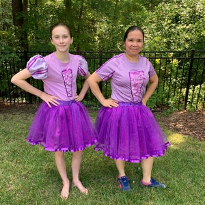Disney Princess Marathon Rapunzel Running Costume Outfit Tutu Skirt Shirt Racing Race for Adult Women Girls