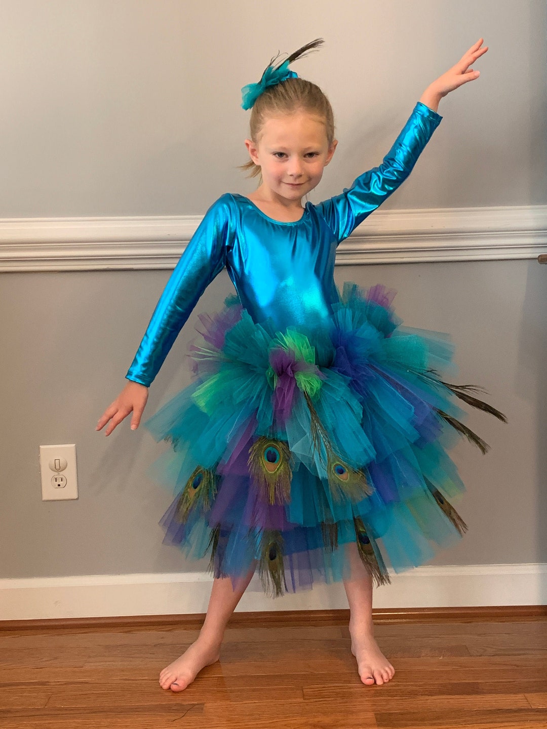 Peacock Feather Costume for Halloween, Dance, Ice Skating for Girls or ...