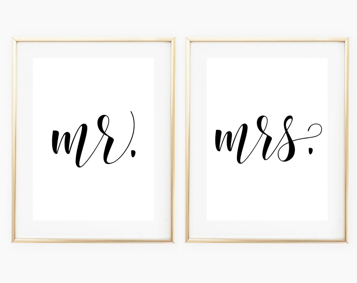 Mr And Mrs Signs Mr And Mrs Printables Wedding Signs Gift | Etsy