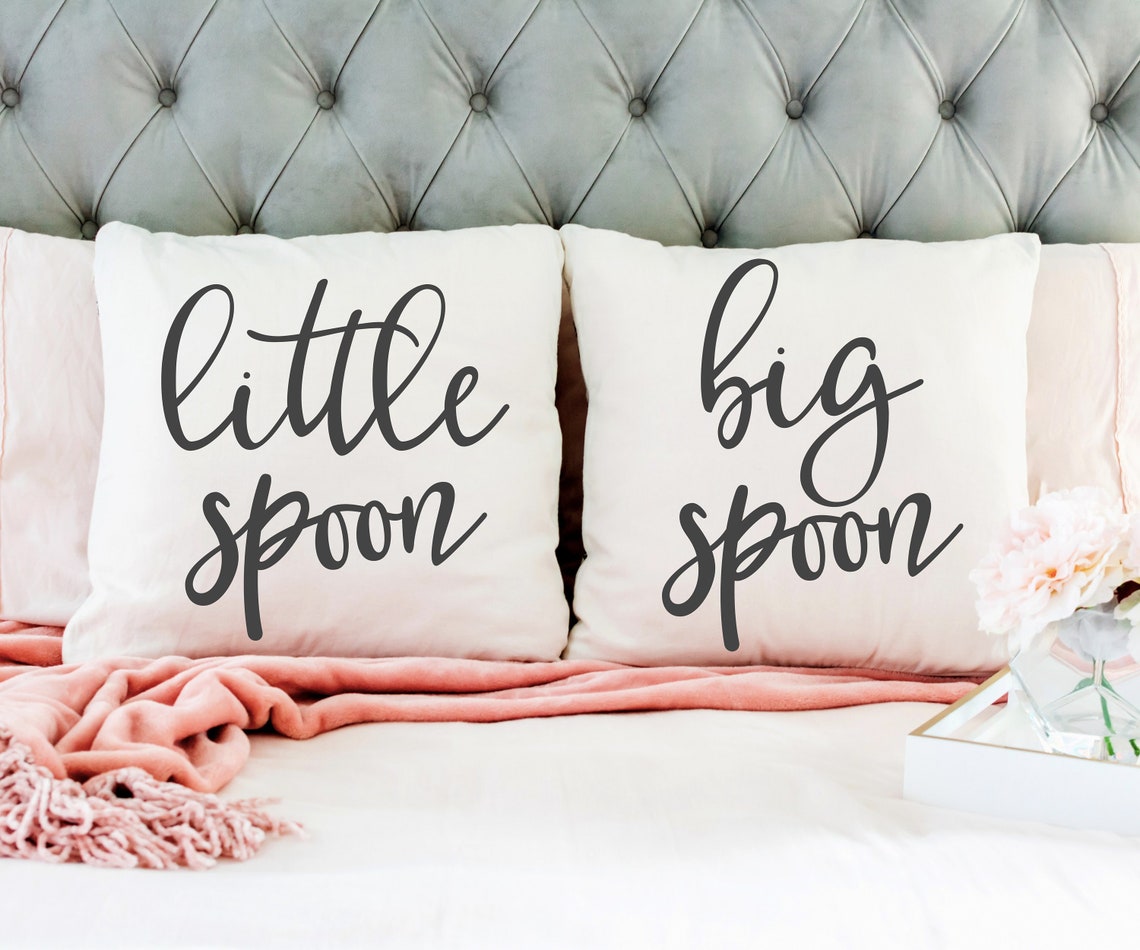 Little spoon big spoon pillow covers Bedroom decor Spooning Etsy