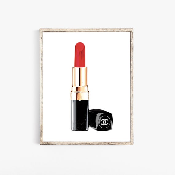 Instant Download Chanel Lipstick Print Girls Room Print Gift For Her Girly Prints Girly Printable Black And Red Wall Art Coco Chanel
