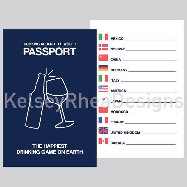 Drinking Around the World Passport INSTANT DIGITAL DOWNLOAD