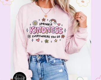Sudadera de cuello redondo Sprinkle Kindness Everywhere - blanca
