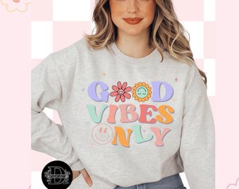 Sudadera de cuello redondo Good Vibes - Gris ceniza