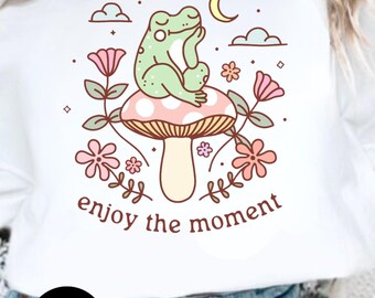 Sudadera de cuello redondo Enjoy the Moment - blanca