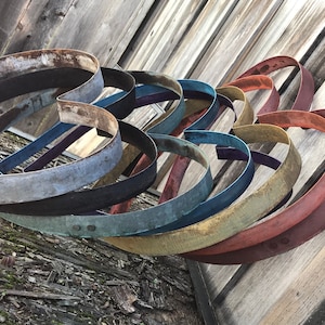 Rainbow Patina Wine Barrel Hoop Hearts@TM