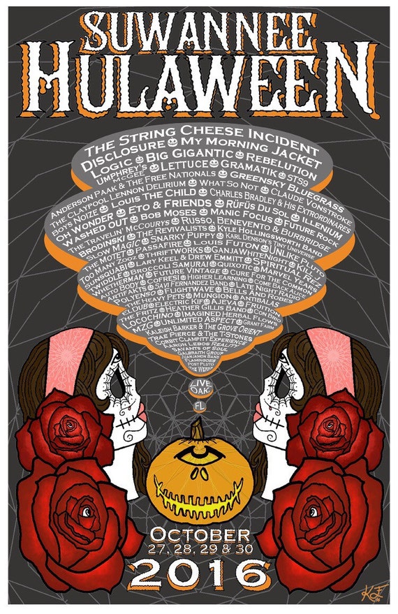 Suwannee Hulaween 2016 Music Festival Poster Etsy
