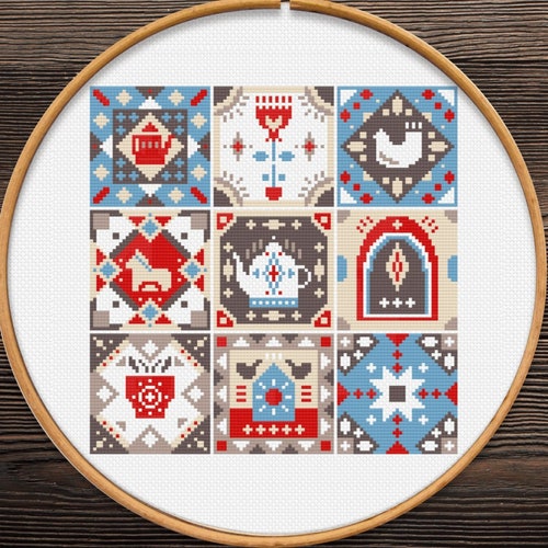 Nordic Christmas Cross Stitch Pattern Modern Folk Scandinavian Etsy