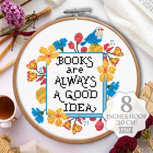 Cross Stitch Pattern Books Cross Stitch Reading Gift For Reader Cross Stitch Pattern PDF Librarian Digital download